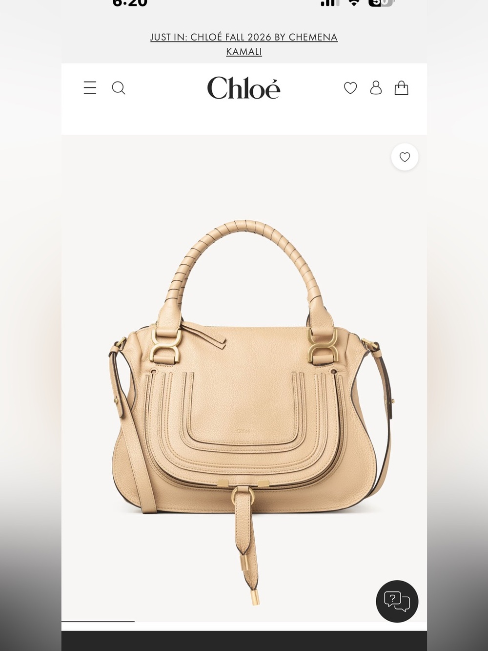 Chloe Marcie Beige Leather Shoulder Bag